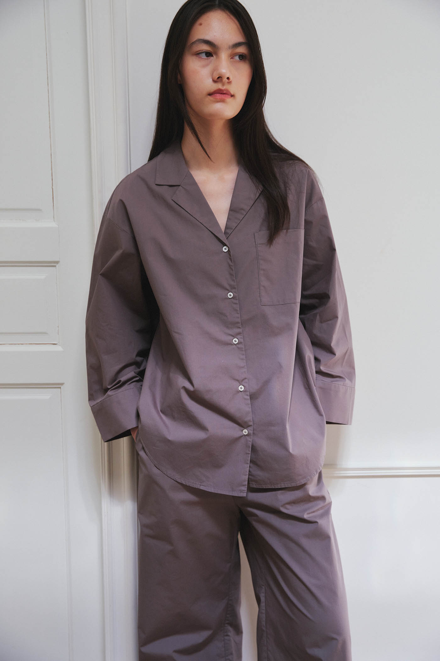 Notched Collar Oversized Shirt