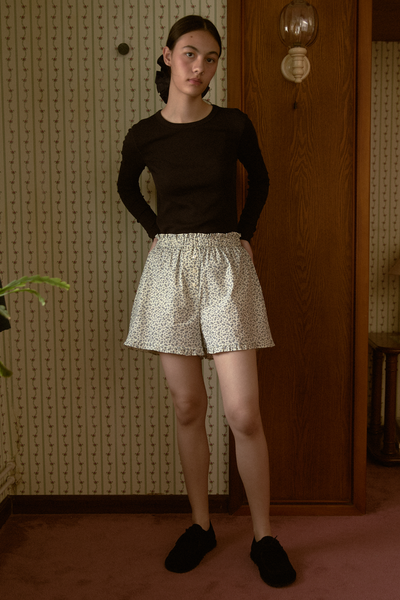Pleated Hem Shorts