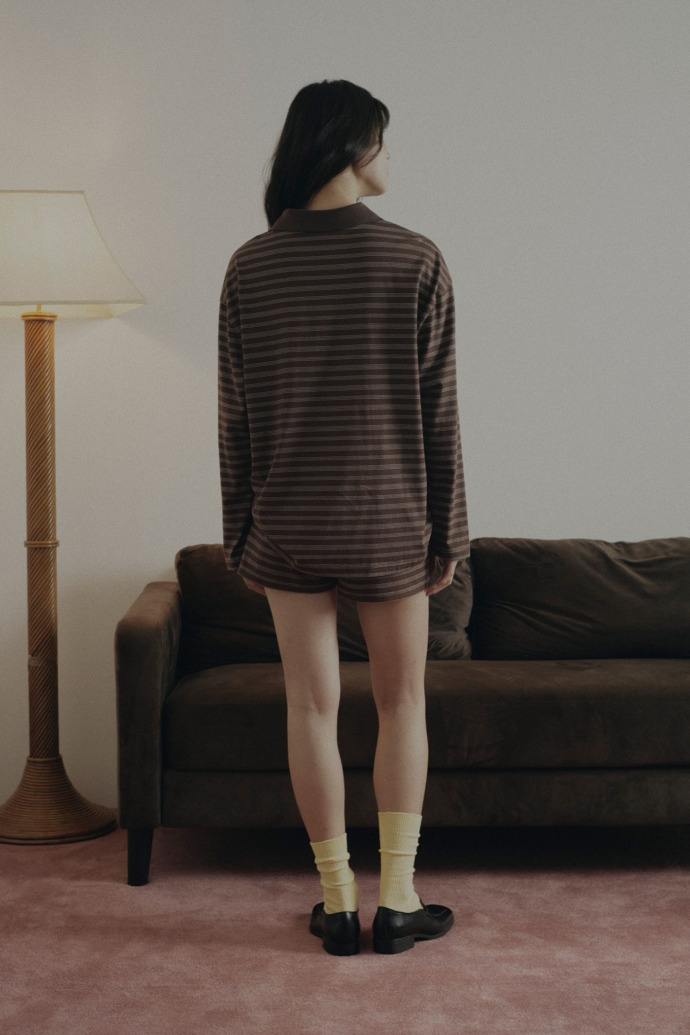 Long Sleeve Striped Polo Shirt