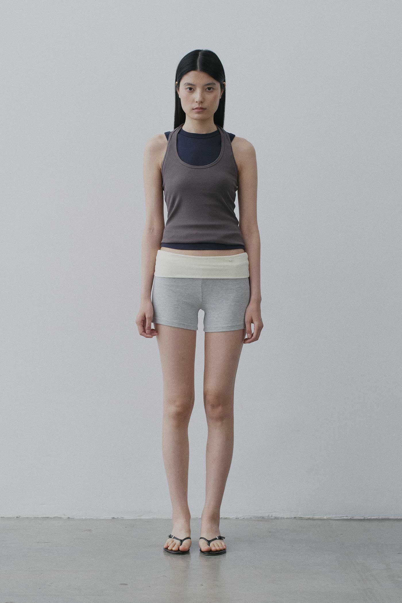 Contrast Foldover Shorts