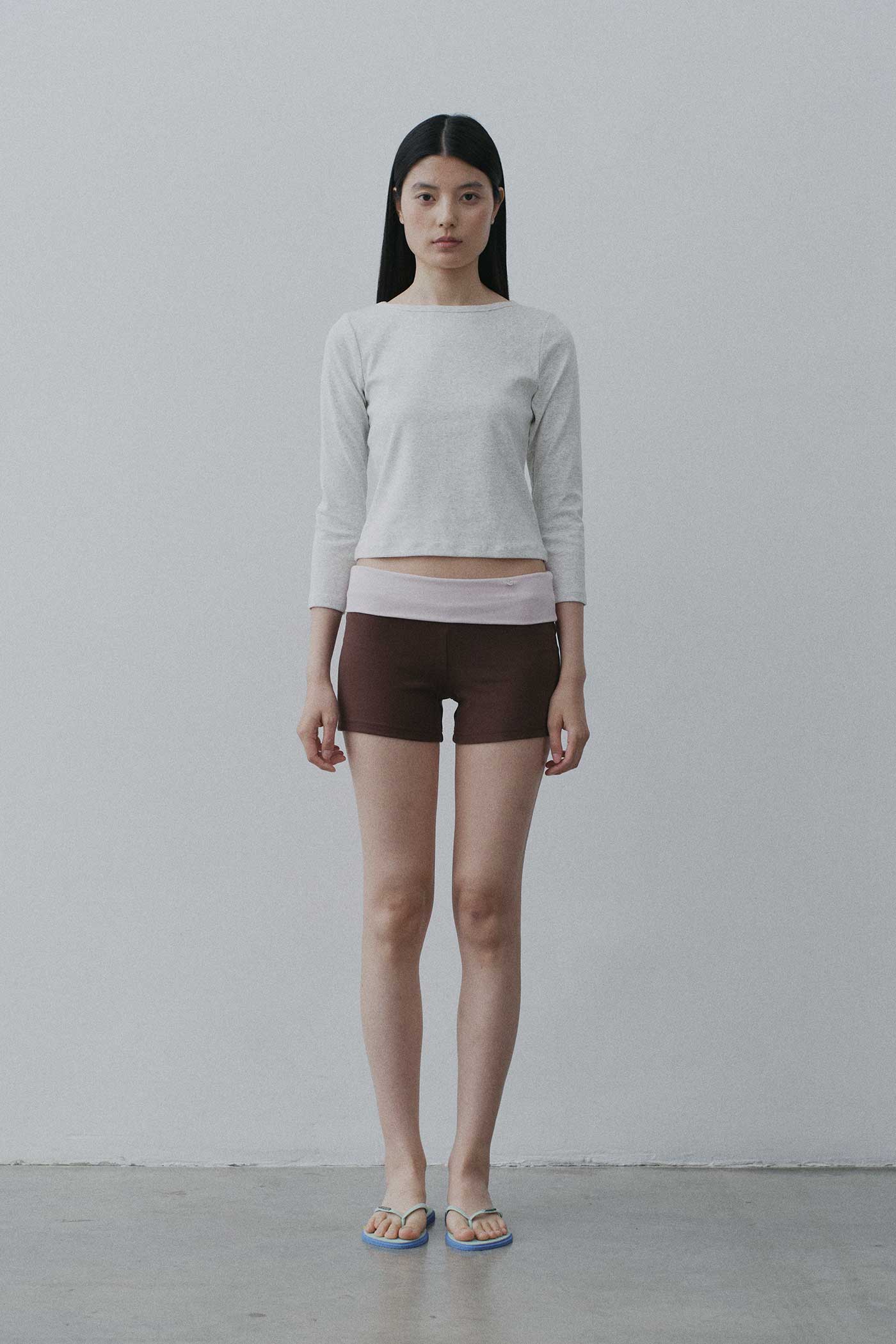 Contrast Foldover Shorts