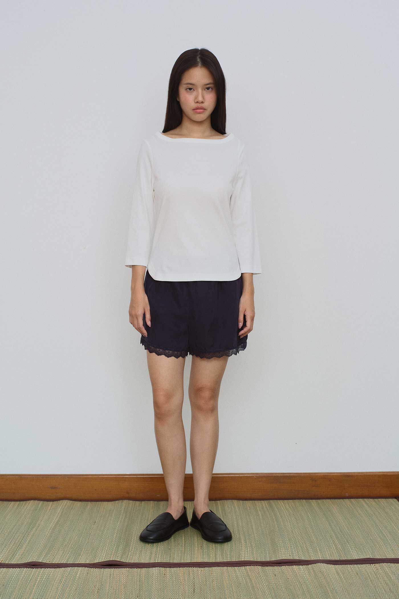 Wide-Neck Mid-Sleeve Tee