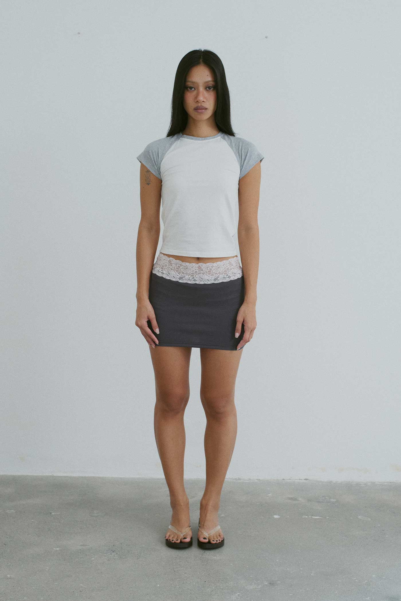 Lace Trim Mini Skirt