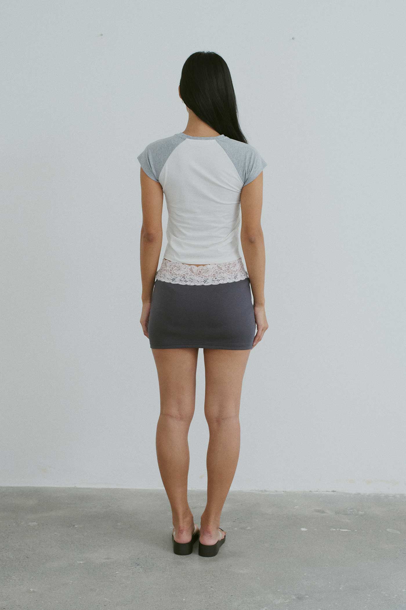 Lace Trim Mini Skirt